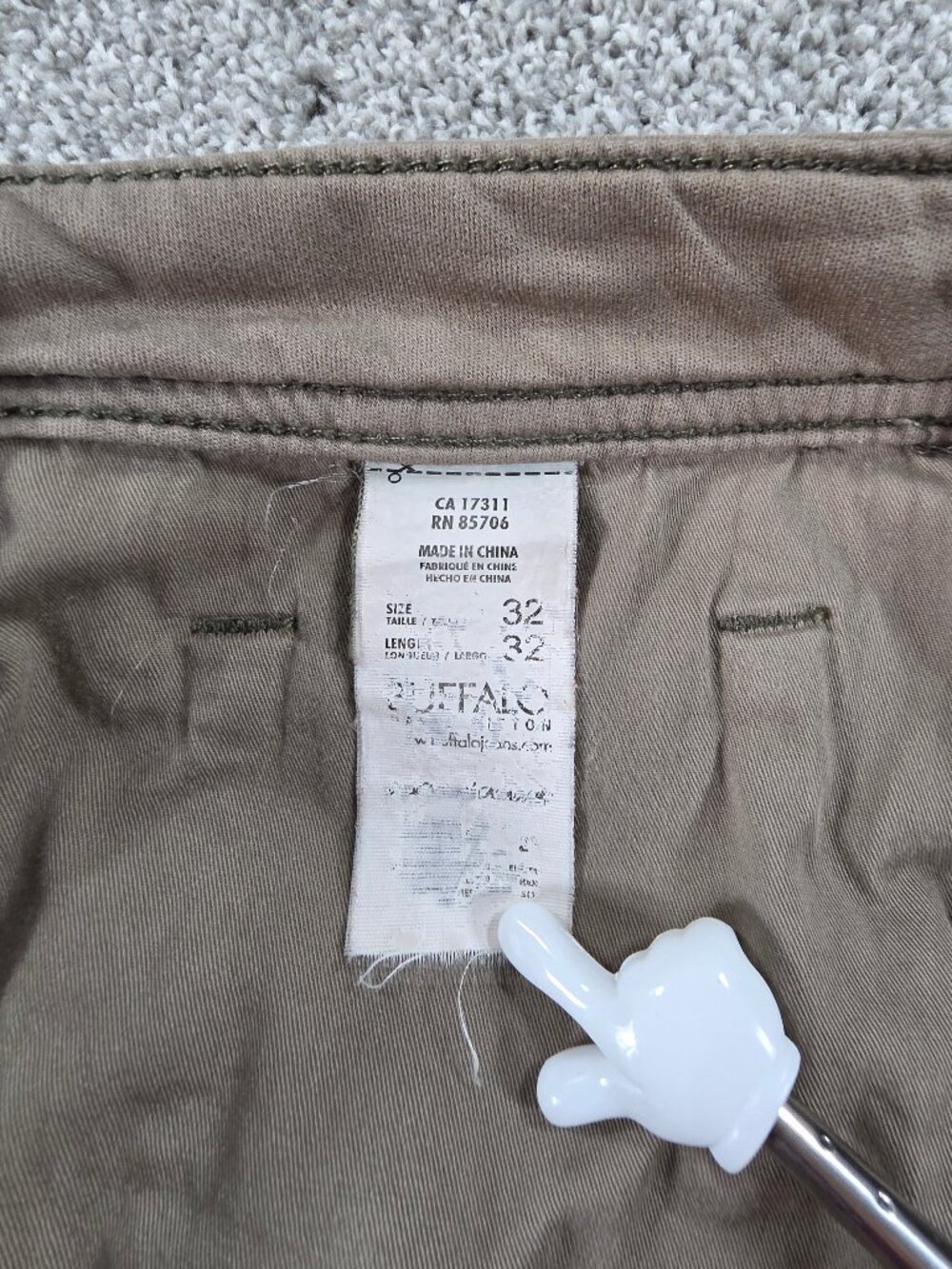 Buffalo David Bitton Fred-x Easy Fit Mens Khaki Straight Pants W32 L32 - Picture 6 of 7